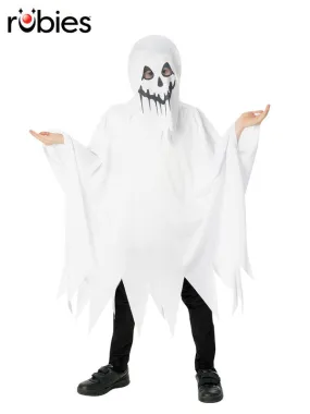 Kids Costume - Ghost Poncho With Hood