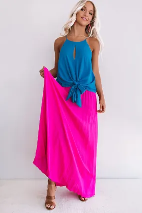 Kisses In Florence Pleated Skirt In Hot Pink