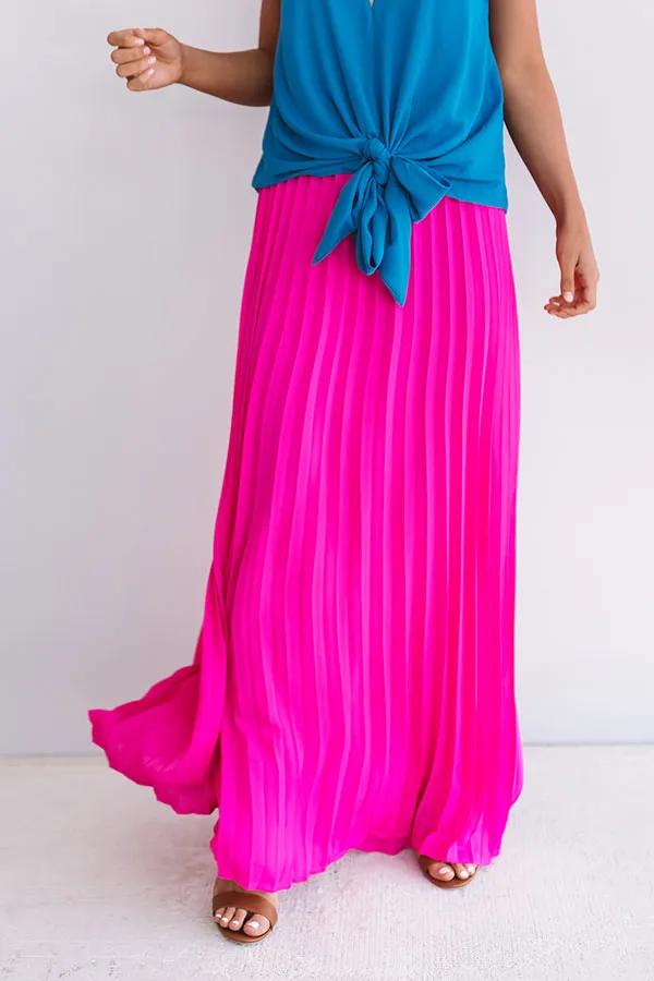 Kisses In Florence Pleated Skirt In Hot Pink