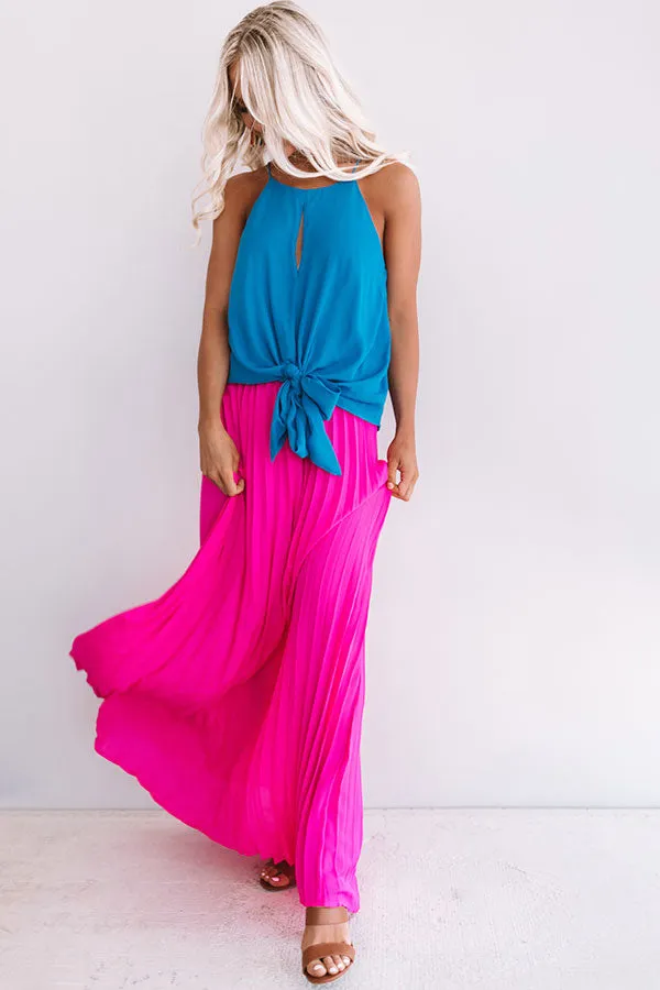 Kisses In Florence Pleated Skirt In Hot Pink