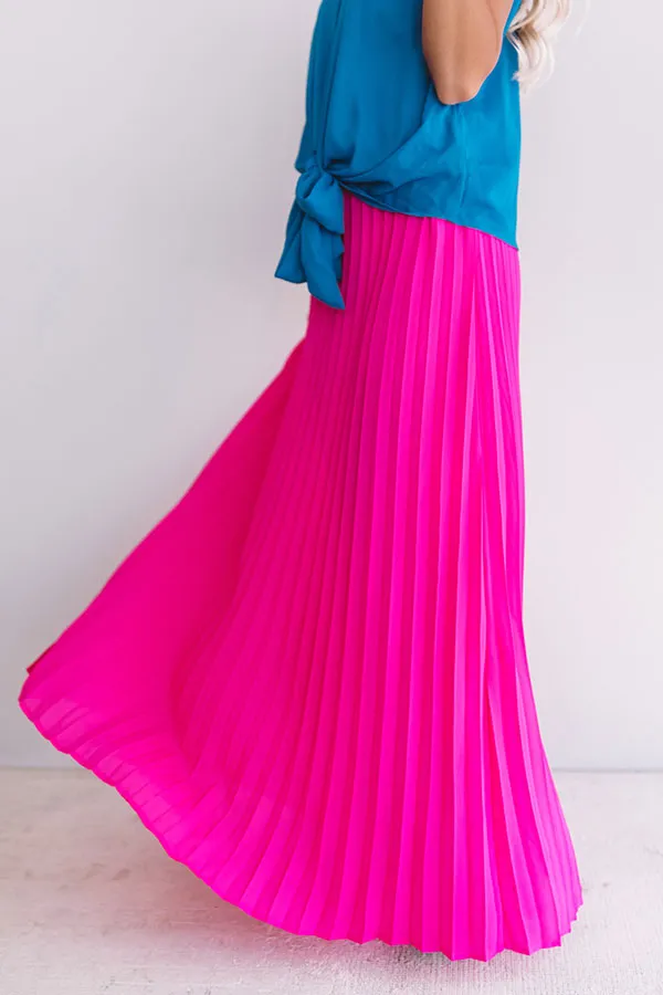 Kisses In Florence Pleated Skirt In Hot Pink