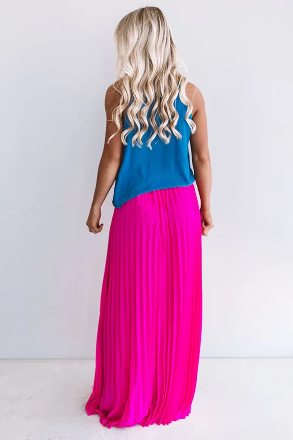 Kisses In Florence Pleated Skirt In Hot Pink