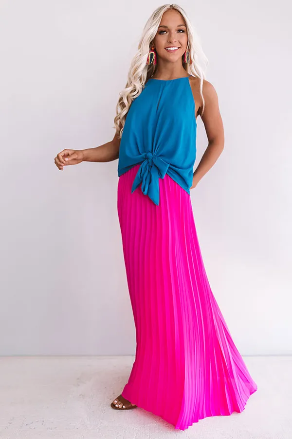 Kisses In Florence Pleated Skirt In Hot Pink