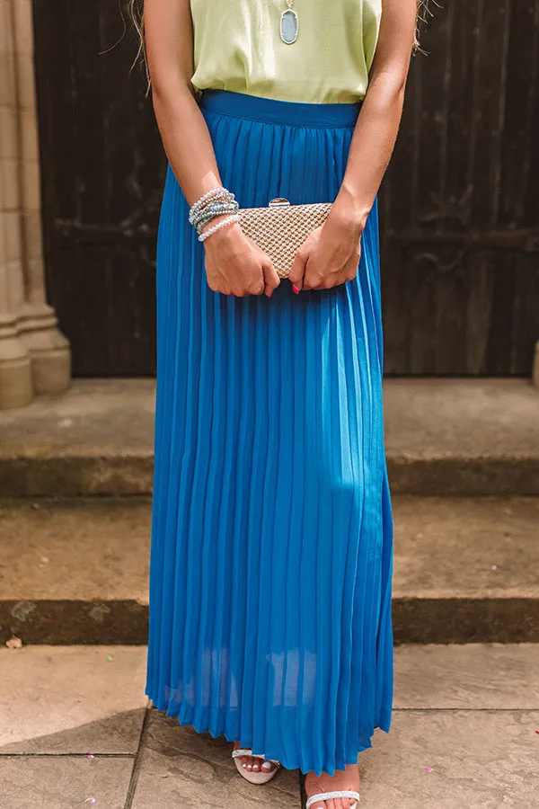 Kisses In Florence Pleated Skirt In Sapphire