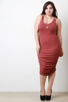 Knit Cinched Sleeveless Bodycon Midi Dress