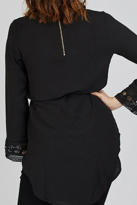 Lace Front Tunic with Tie