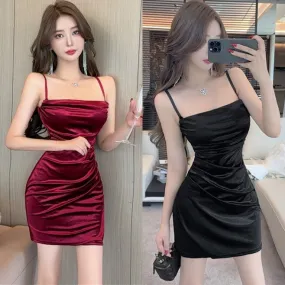 Lanfubeisi homecoming dresses 5200 Irregular Evening Sexy Tube Top Sling Dress Women's Short Pleated Waist Slim Slimming Sheath Skirt