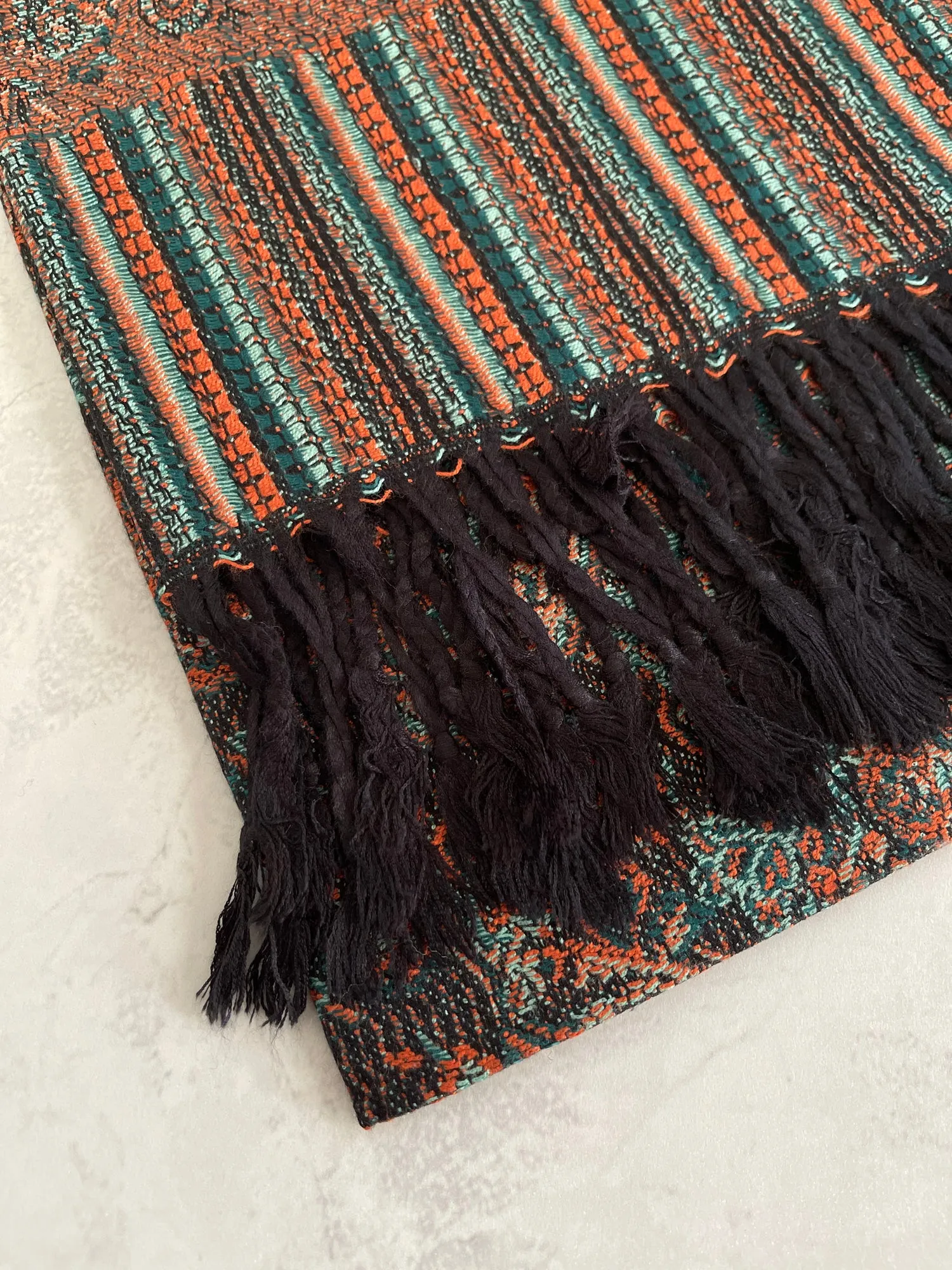 LARGE ORANGE RUST PAISLEY PRINT REVERSIBLE PASHMINA SHAWL SCARF WITH TASSELS