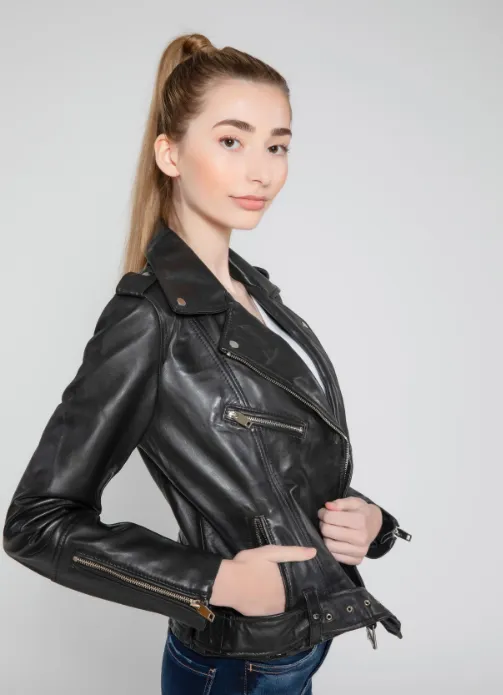 Leather Moto Lightweight Bomber - Black & Fitted