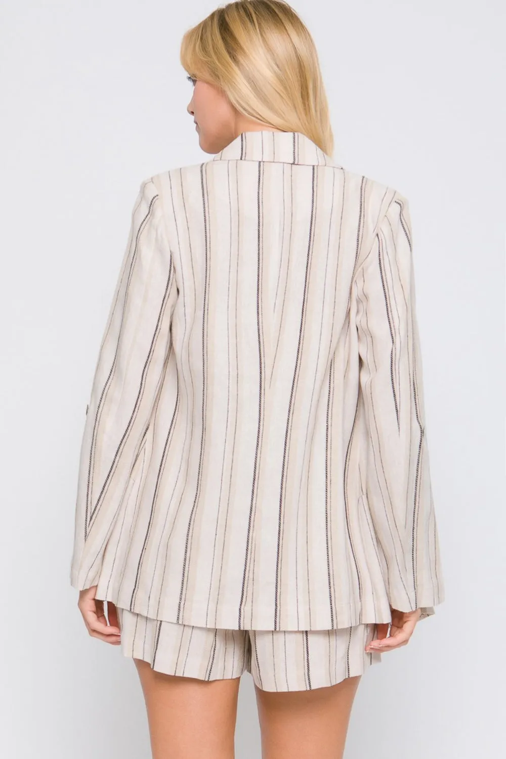 Linen Woven Striped Blazer