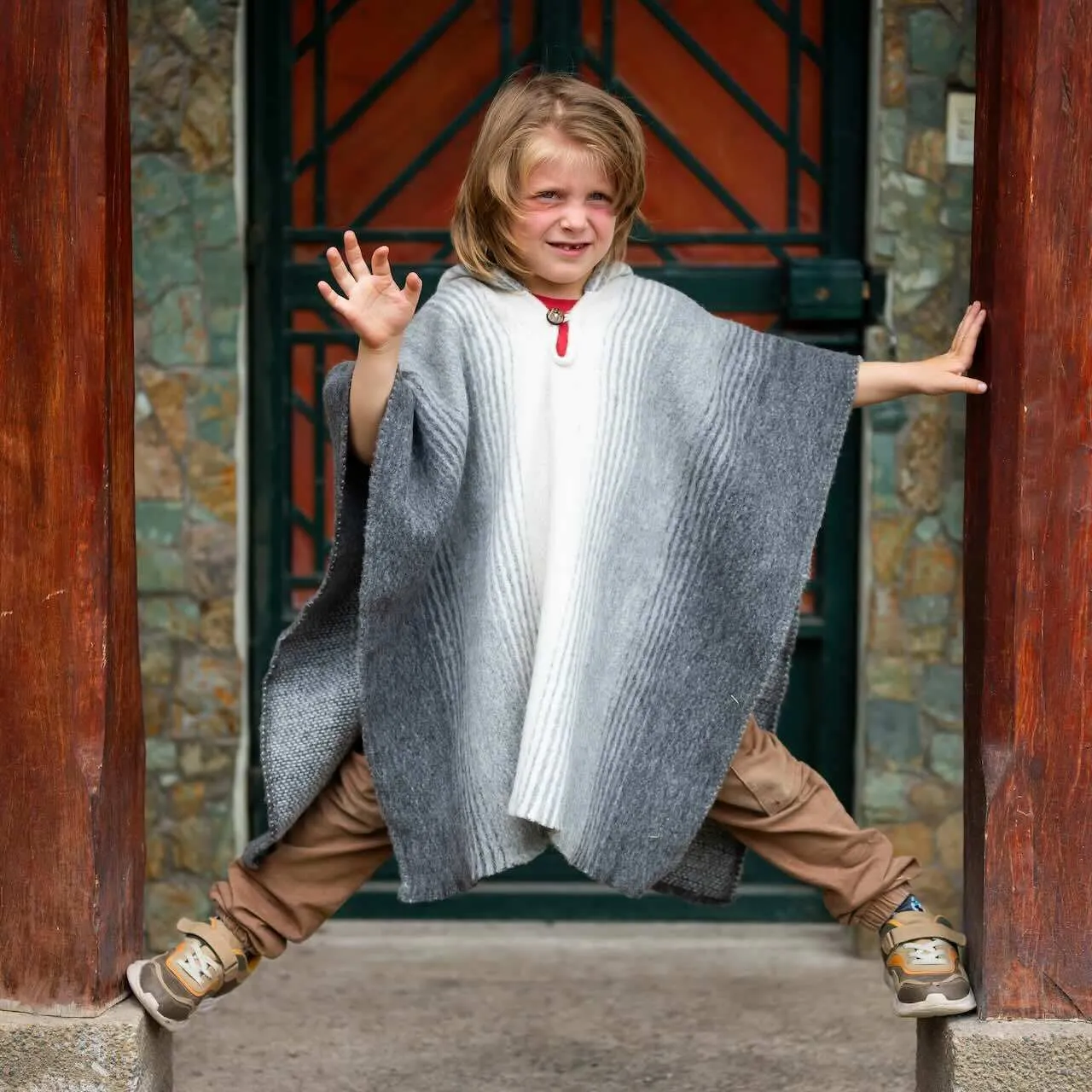 Llama Wool Unisex South American Handwoven Kids Poncho Pullover - All Sizes Family Look