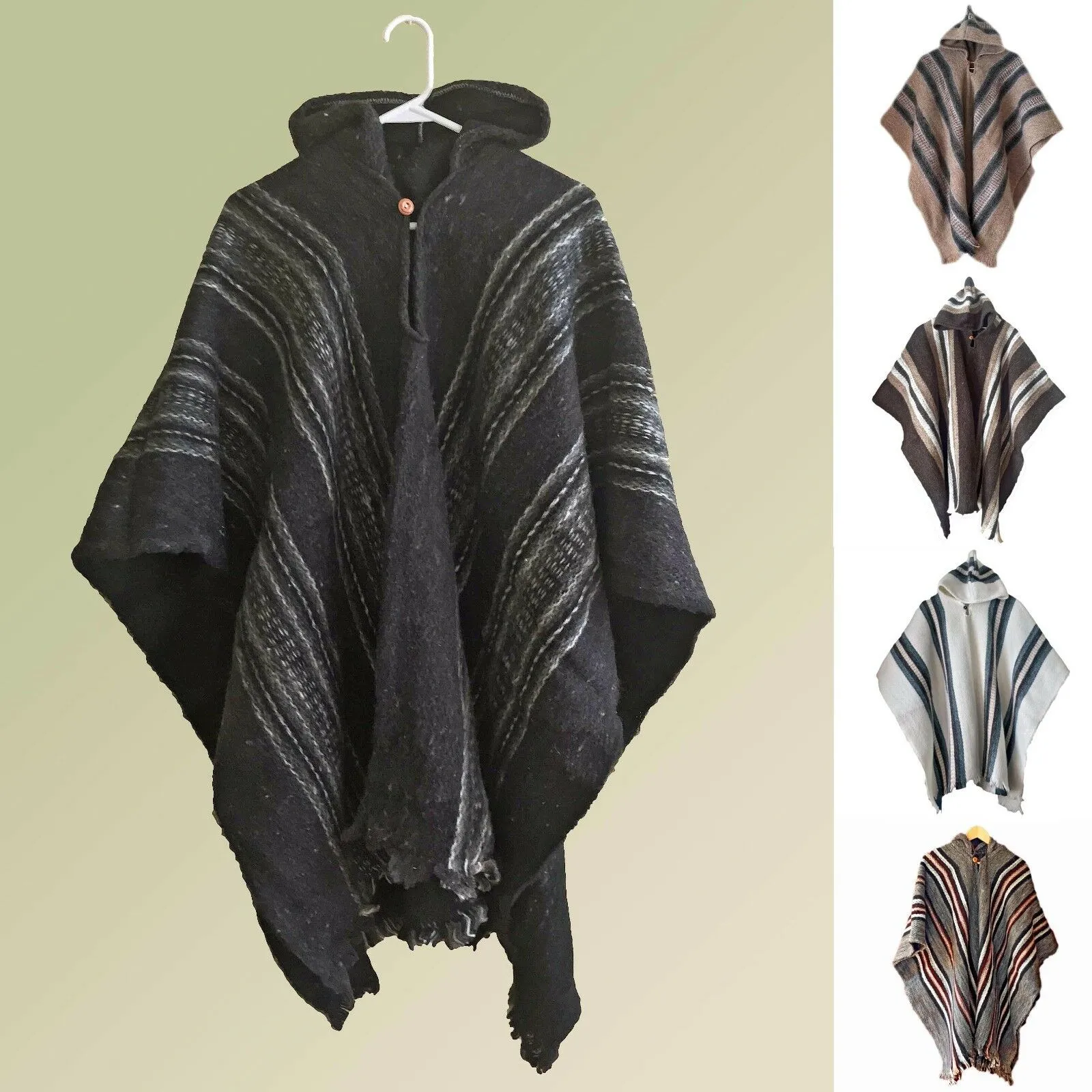 Llama Wool Unisex South American Handwoven Poncho