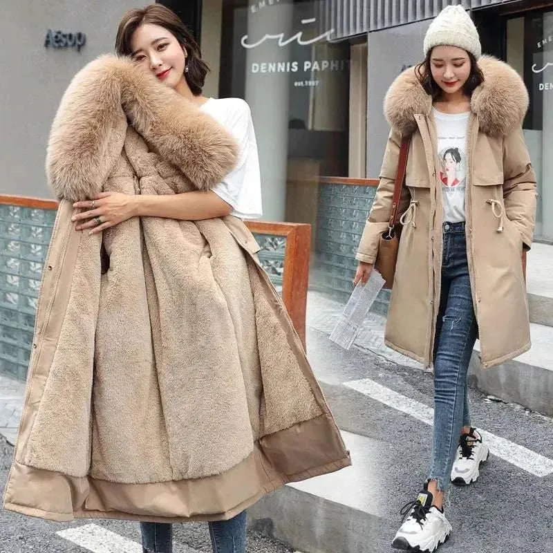 Long Coat Women: Warm Women jacket, Winter warm Jacket with Fur collar