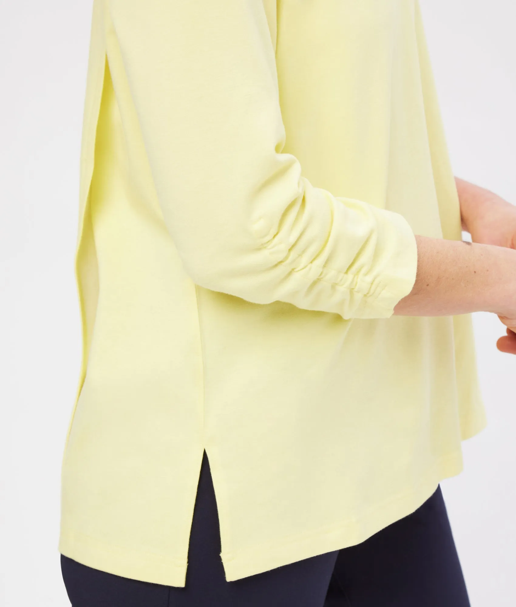 Long Sleeve Knit Tunic in Lemon with Magnetic Closures | MagnaReady