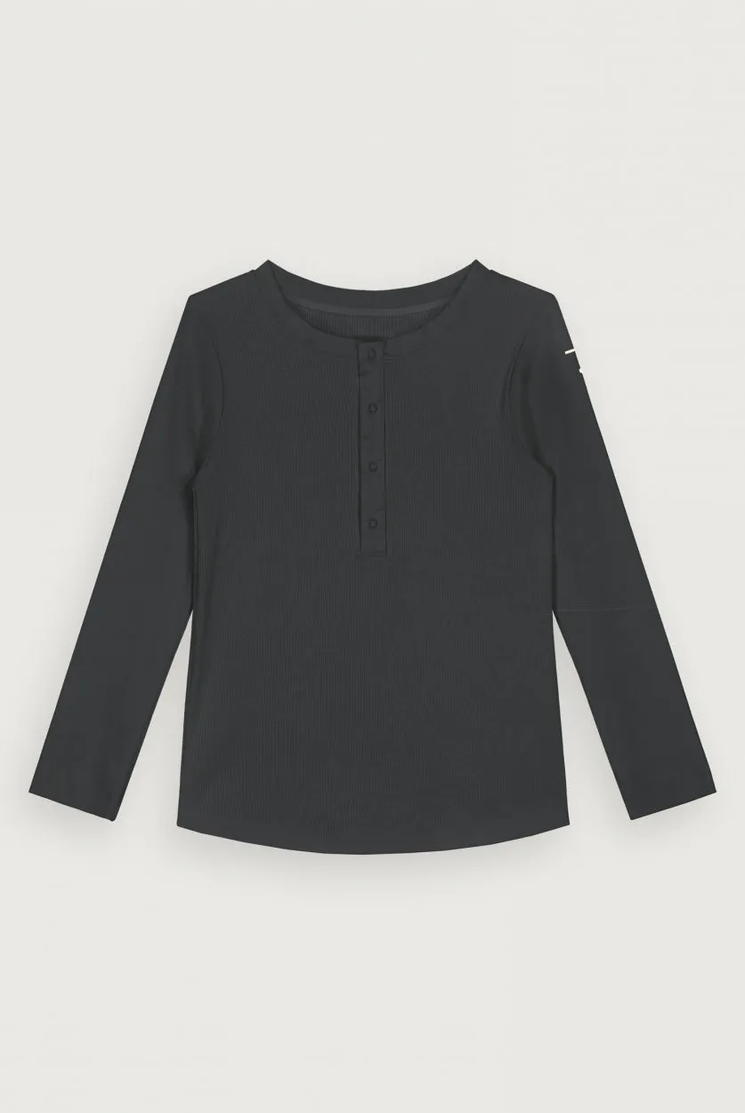 L/S Henley Vest | Nearly Black