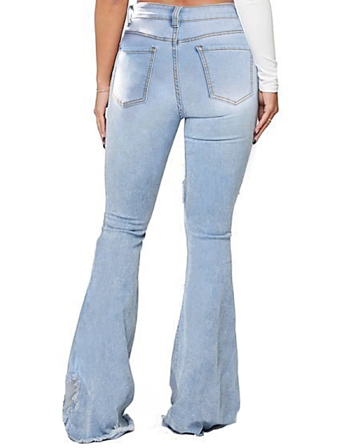 luvamia Women's High Waisted Flared Jeans Bell Bottom Wide Leg Stretch Denim Pants