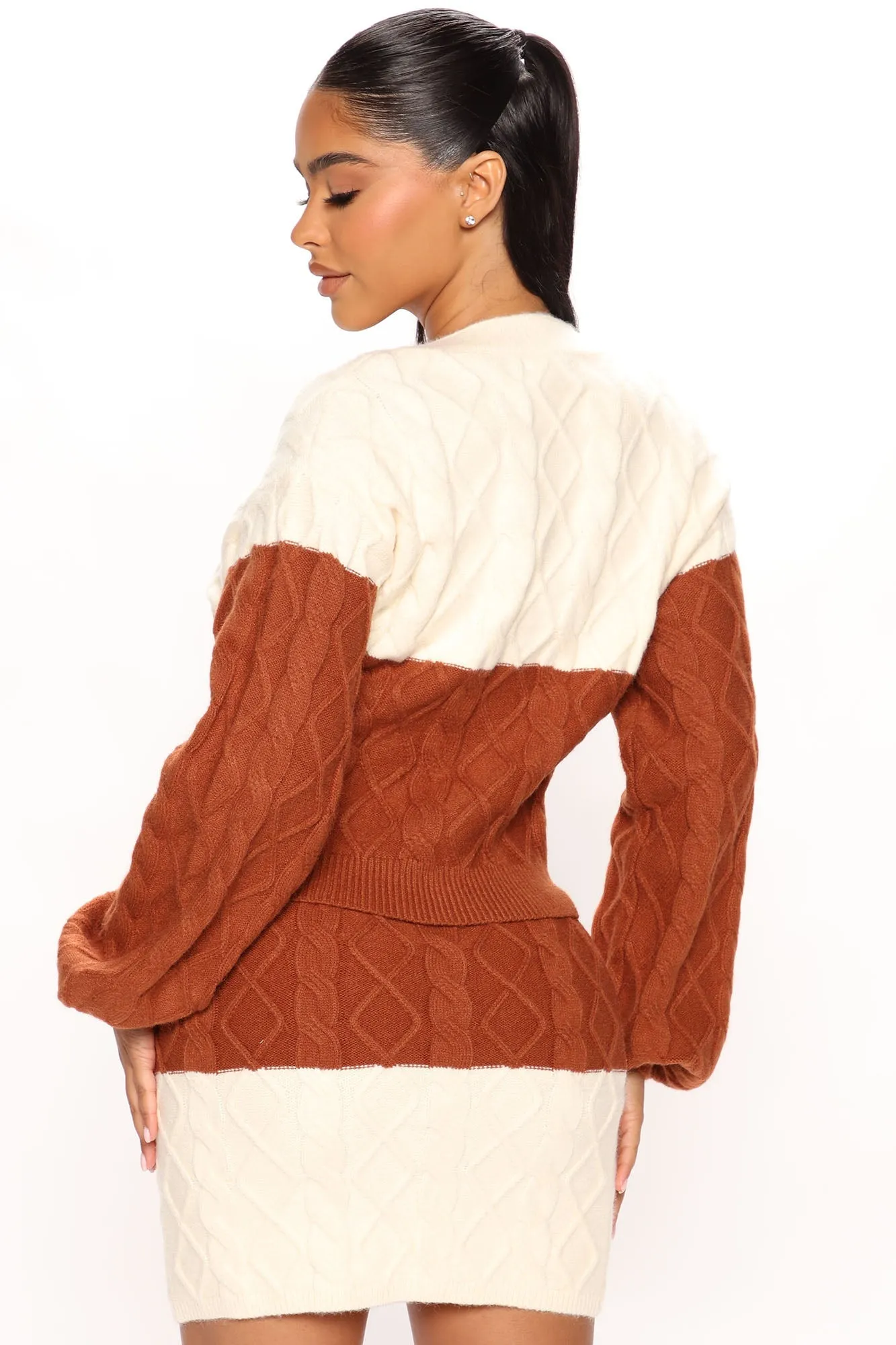 Made For You Sweater Skirt Set - Camel/combo