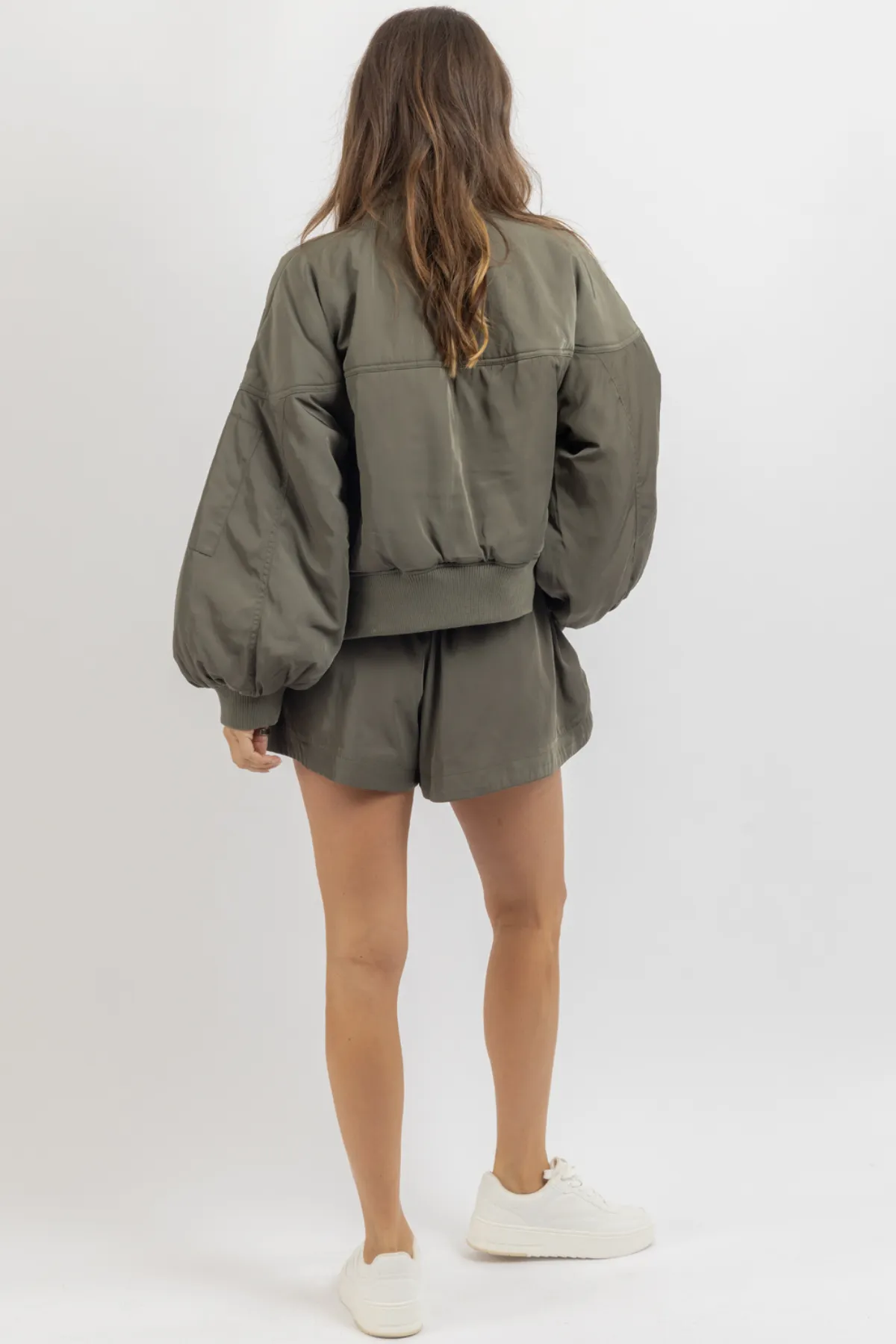 MALIBU OLIVE BOMBER   SHORT SET