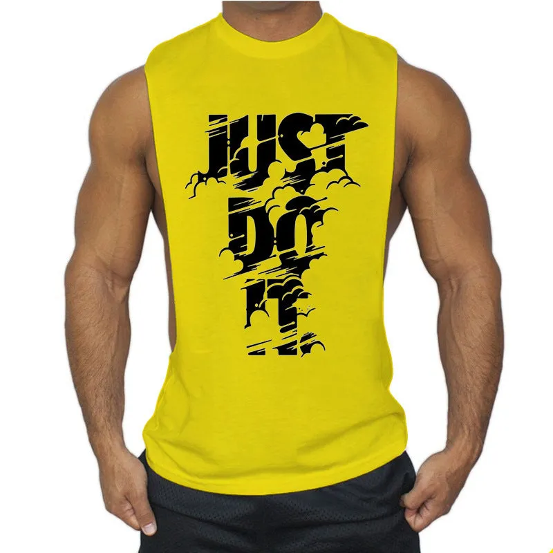 Men's Letter Print Sports Casual Sleeveless T-Shirt