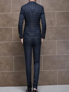 Men's Suits with Plaid Slim Fit