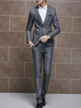 Men's Suits with Plaid Slim Fit