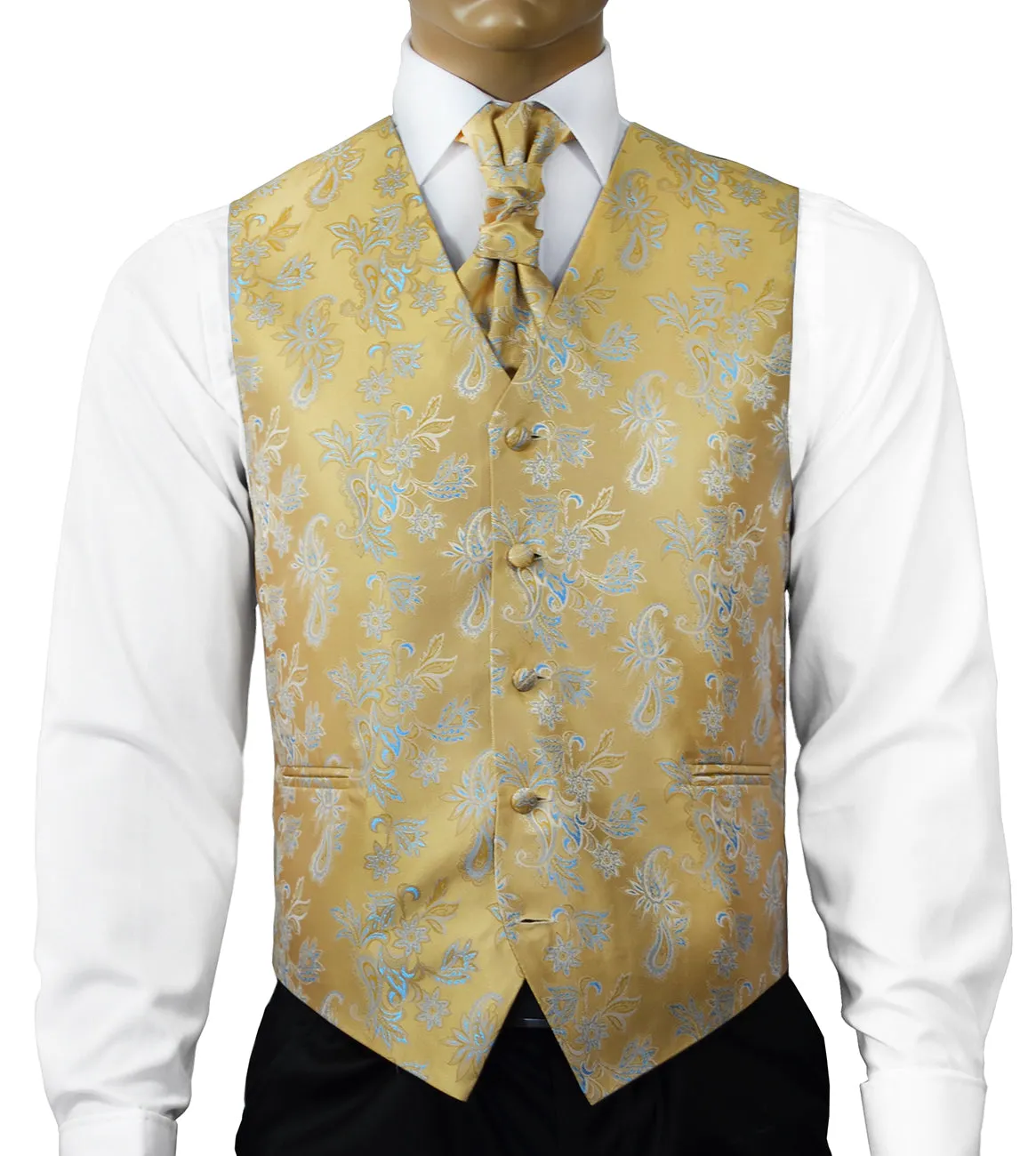 Misted Yellow Floral Tuxedo Vest Set