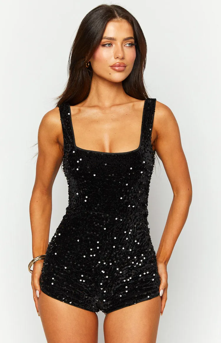 Morgan Black Sequin Playsuit