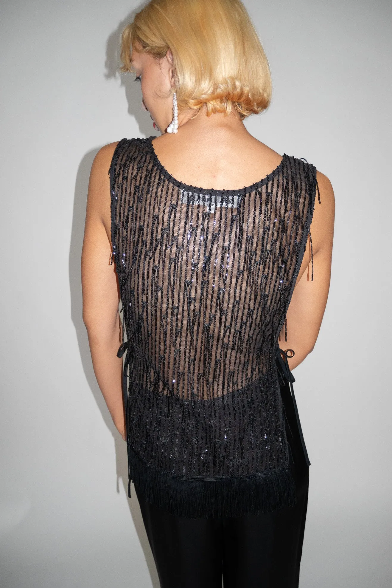 MR. LARKIN, Venus Sequin Vest, Black (PRE ORDER)