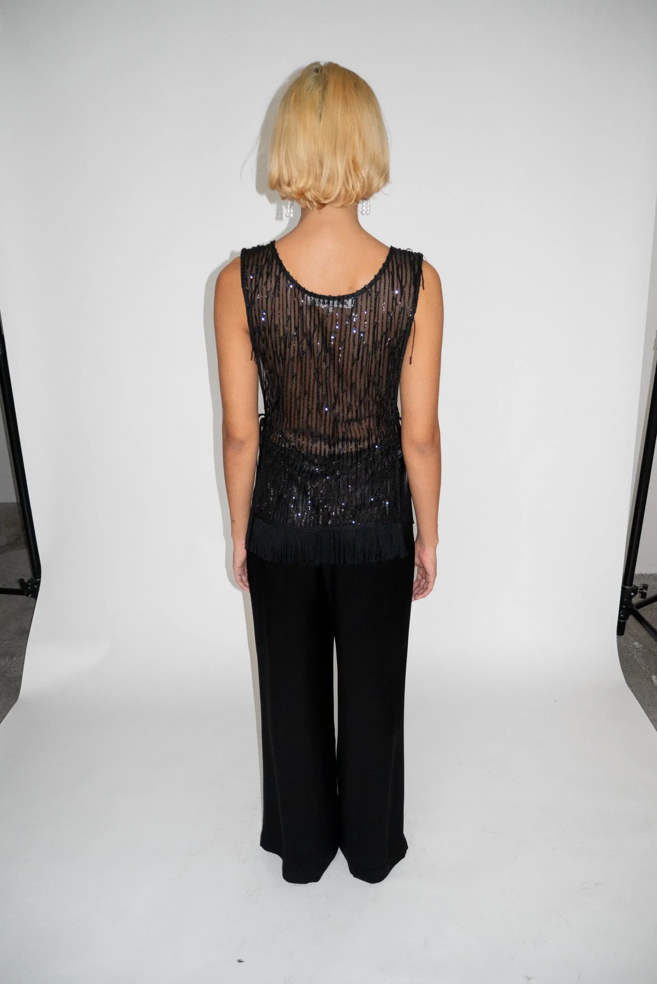 MR. LARKIN, Venus Sequin Vest, Black (PRE ORDER)