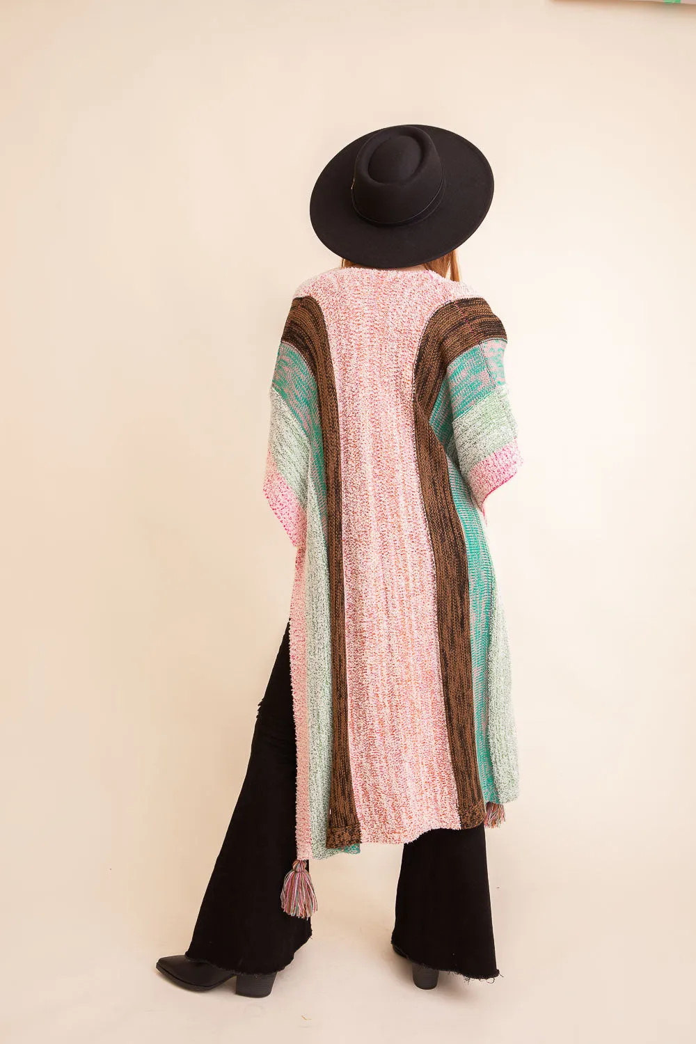 Multi-color Striped Tassel Poncho❤