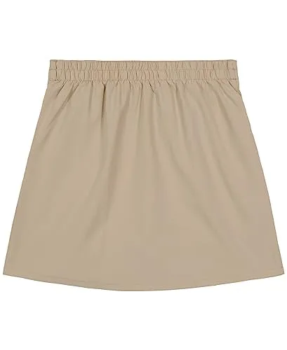 Nautica Girls' Big School Uniform Pull-On Scooter Skirt with Undershorts, Poplin Style with Button Pockets, Wrinkle & Fade Resistant, Khaki, 10