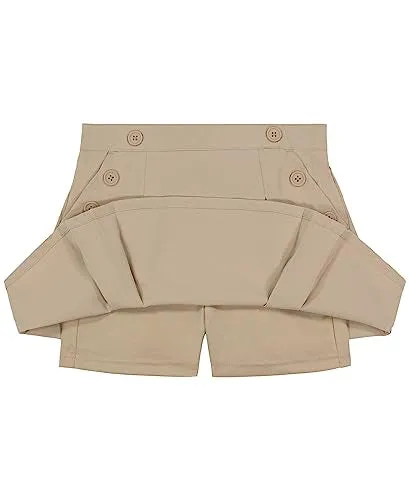 Nautica Girls' Big School Uniform Pull-On Scooter Skirt with Undershorts, Poplin Style with Button Pockets, Wrinkle & Fade Resistant, Khaki, 10