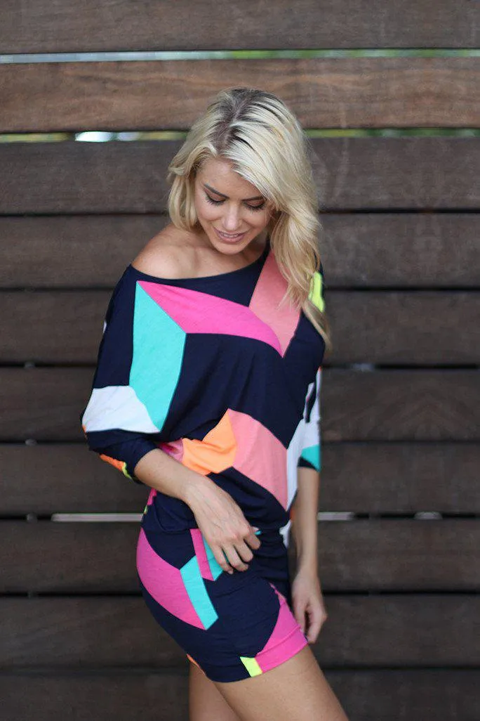 Navy Color Block Tunic