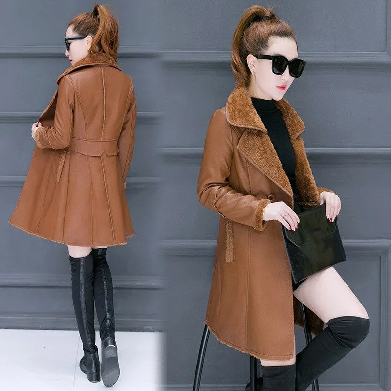 New 2018 Winter Women Faux Lambs Wool Coat Faux Suede Leather Jackets Thick Warm Shearling Coats