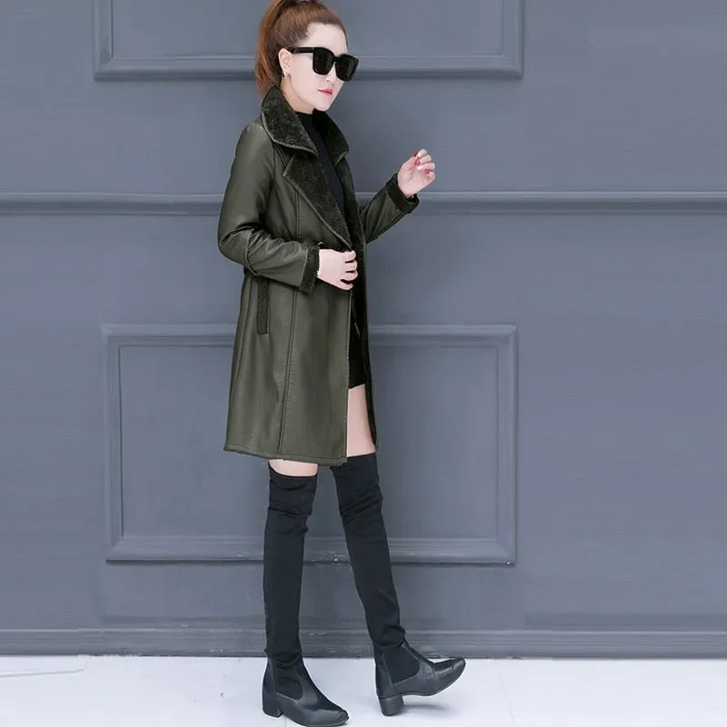 New 2018 Winter Women Faux Lambs Wool Coat Faux Suede Leather Jackets Thick Warm Shearling Coats