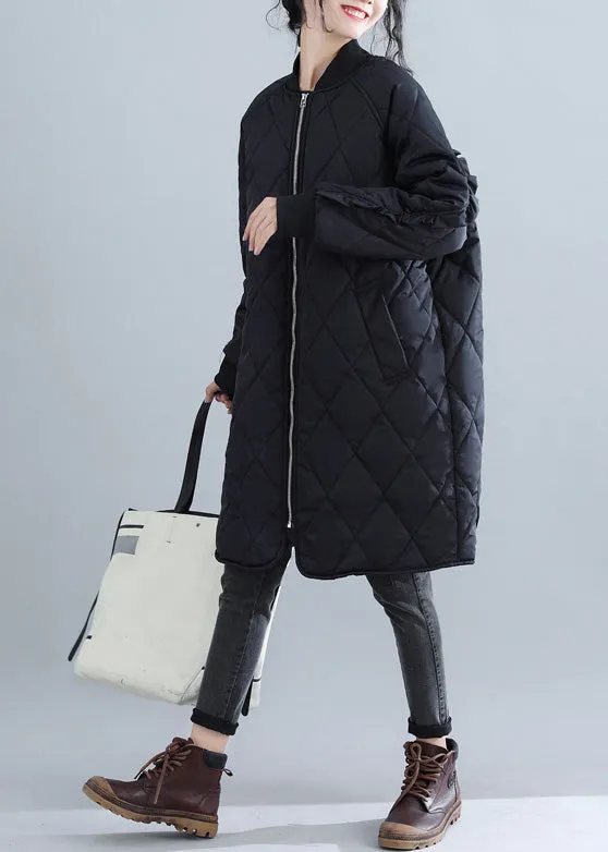 New black women parka plus size clothing stand collar Jackets & Coats women ruffles outwear