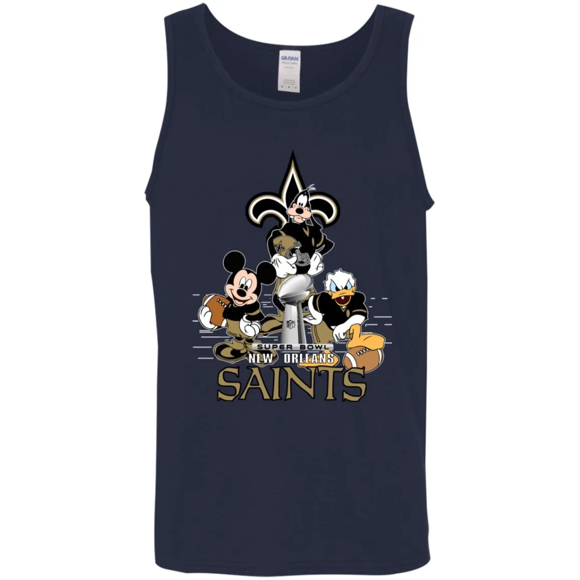 Nfl – New Orleans Saints Donald Duck Goofy Mickey Mouse Super Bowl 2019 Football Men Cotton Tank