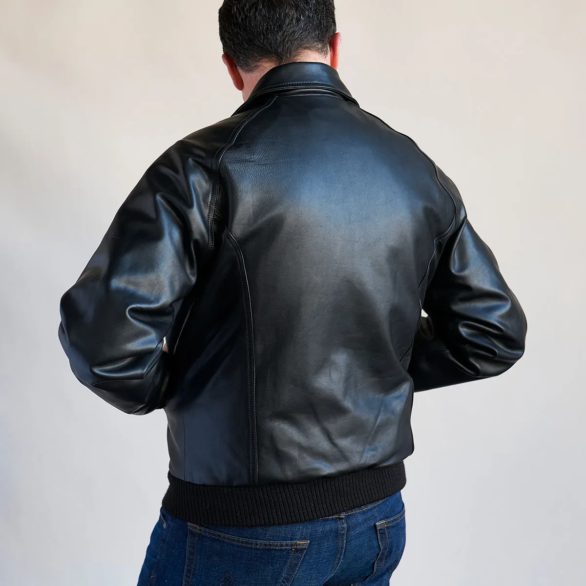 No.410 Raglan Jacket Horsehide | Black/Olive