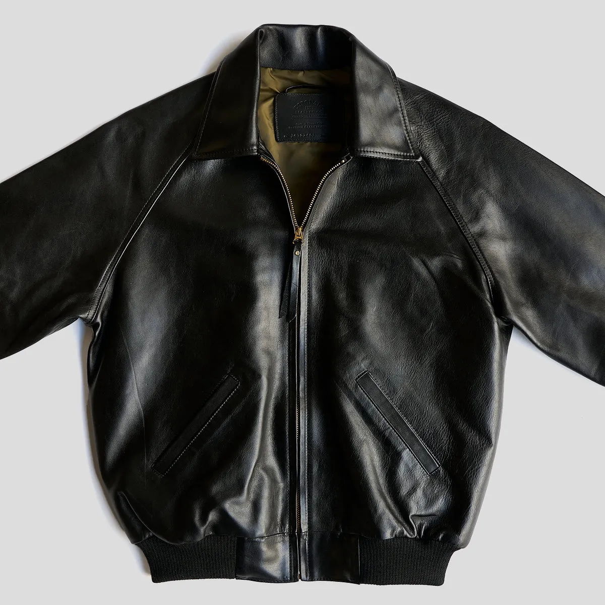 No.410 Raglan Jacket Horsehide | Black/Olive