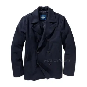 Old Navy Men Wool Peacoat Dressy Winter Navy Blue Double Breasted Jacket