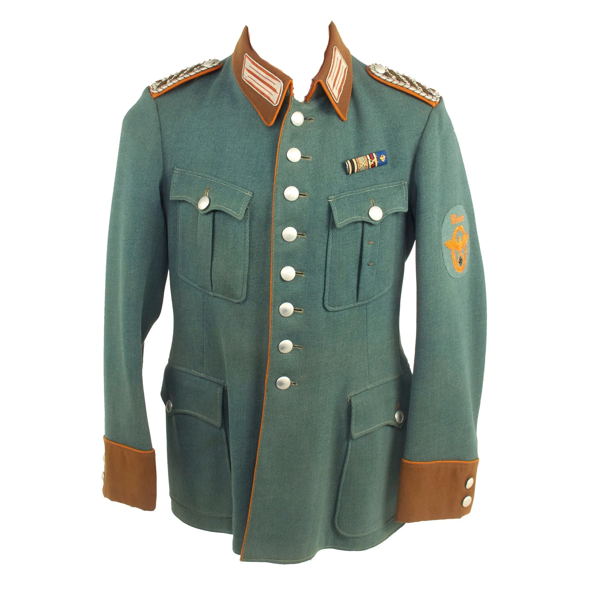 Original German WWII Gendarmerie Rural Police Weimar Area Meister NCO's M36 Field Tunic with WWI Era Medal Bar