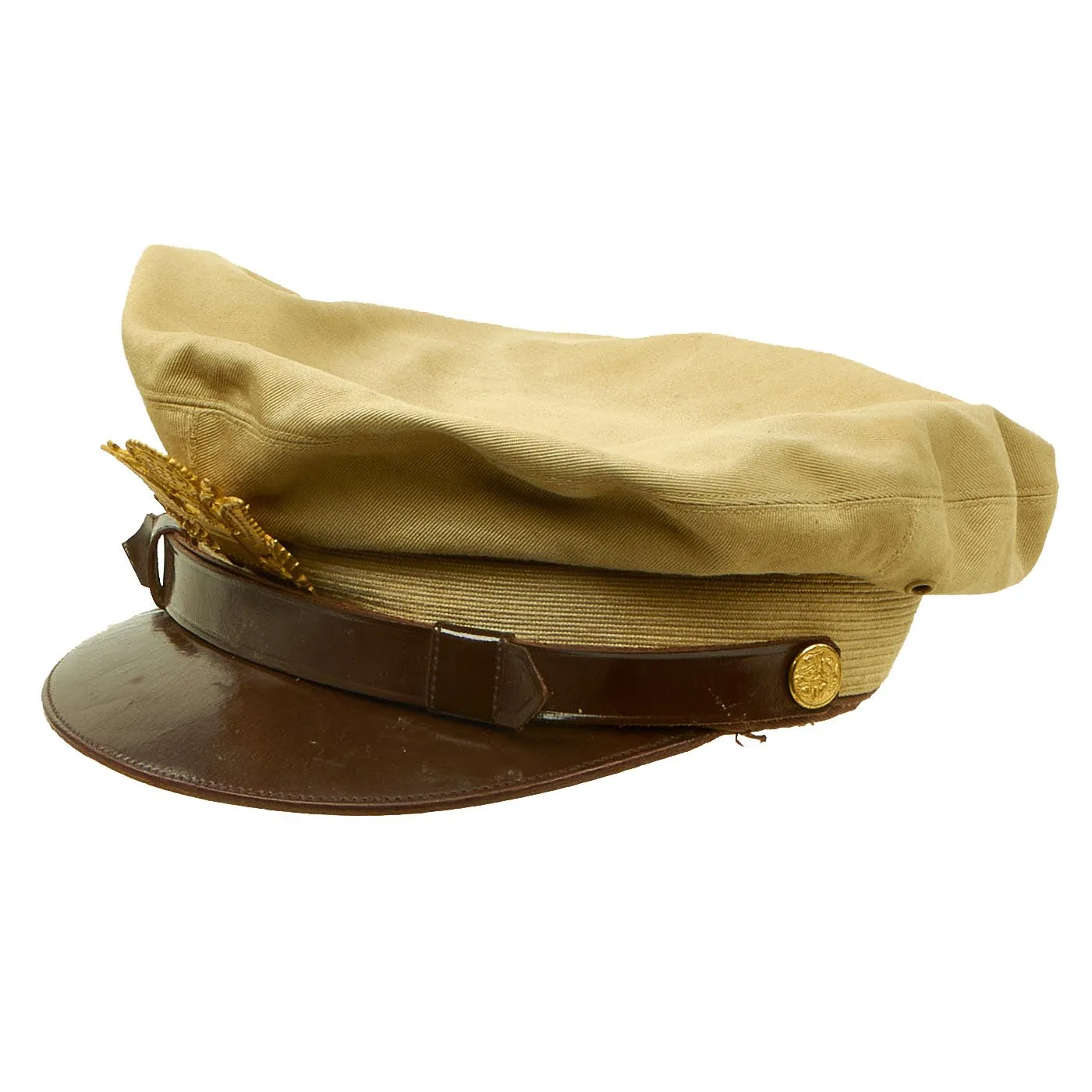 Original Korean War Era U.S. Army & Air Force Officer Summer Khaki Crush Cap dated 1949 - Size 7