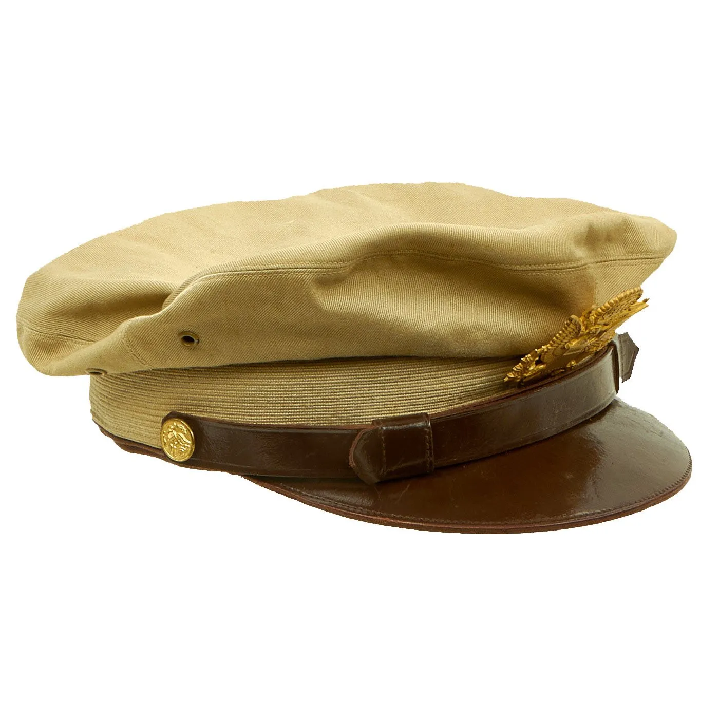 Original Korean War Era U.S. Army & Air Force Officer Summer Khaki Crush Cap dated 1949 - Size 7