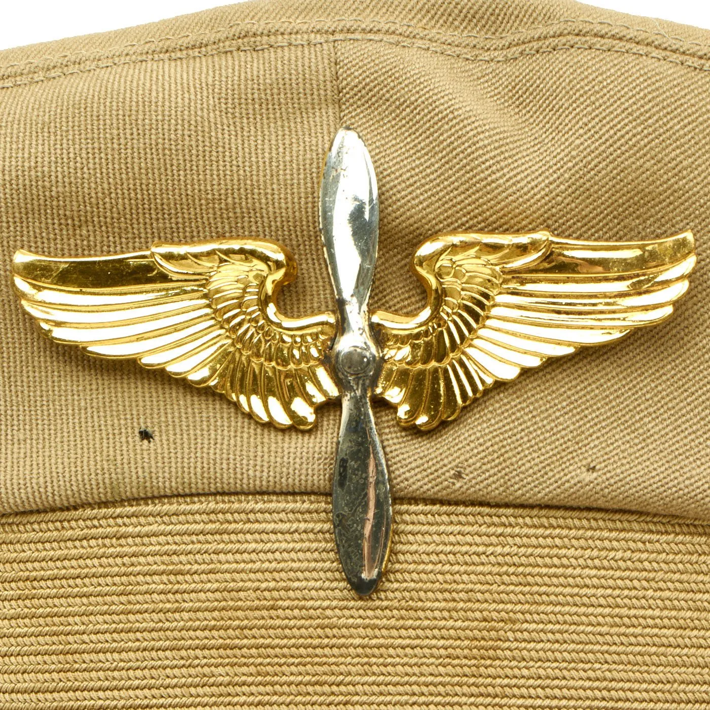 Original U.S. WWII Army Air Force Aviation Cadet Crush Cap with Commercial Headphones