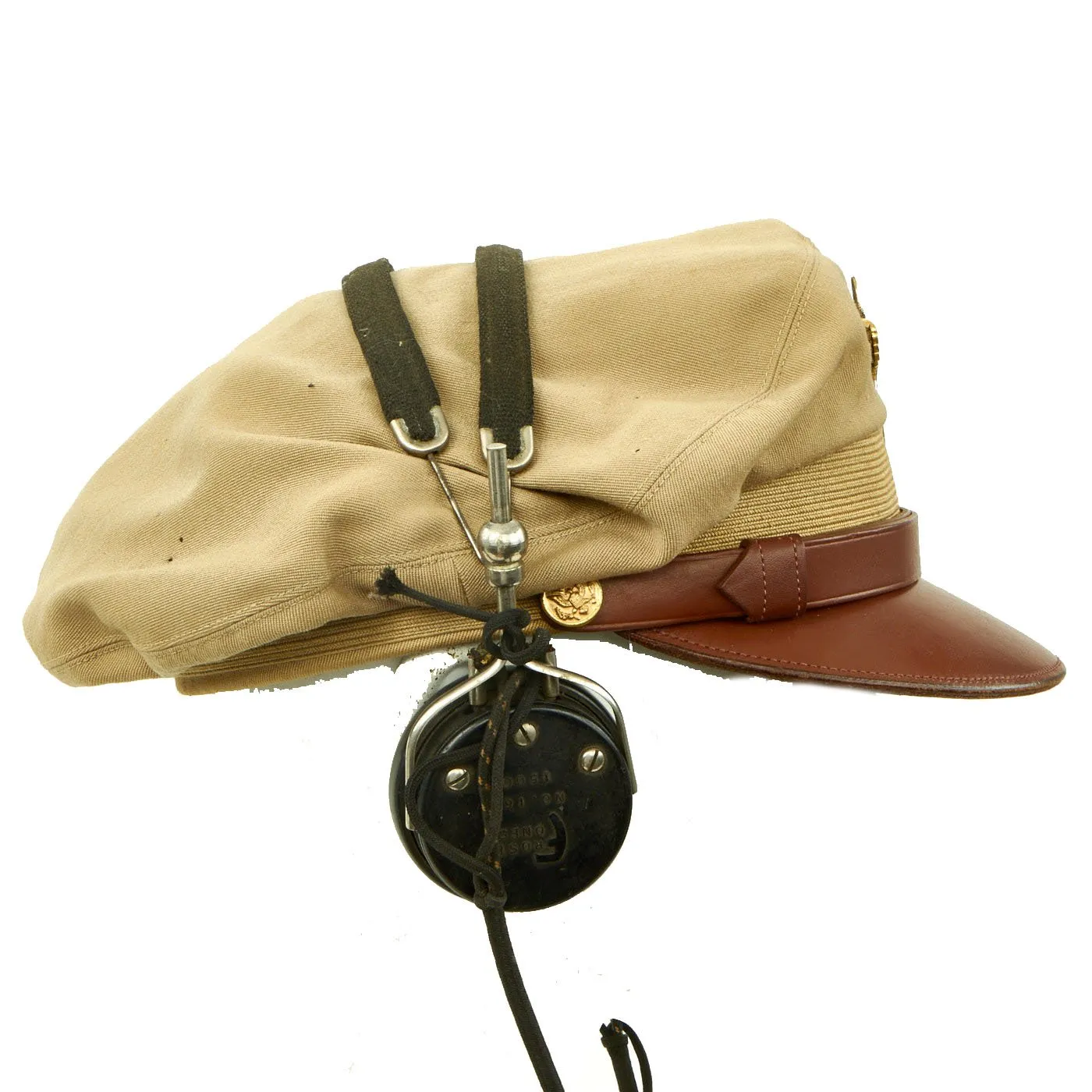 Original U.S. WWII Army Air Force Aviation Cadet Crush Cap with Commercial Headphones