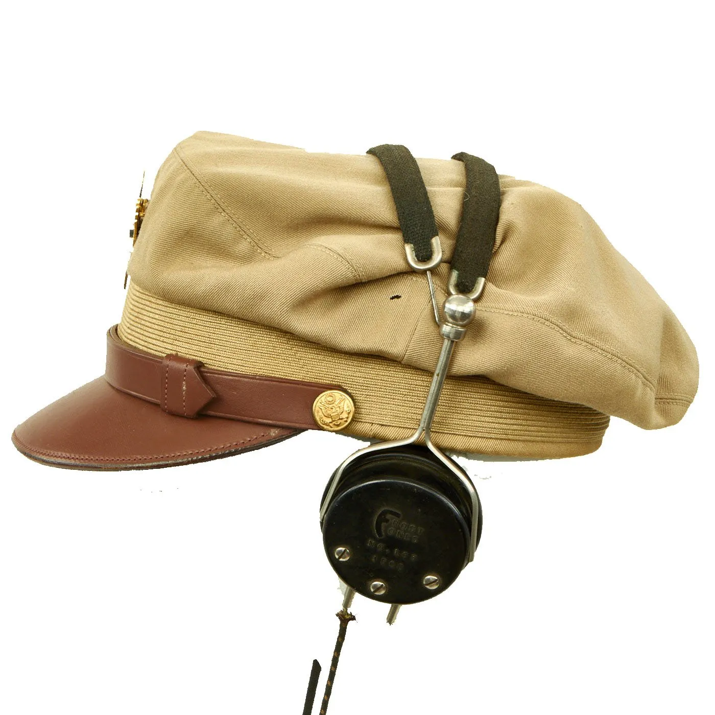 Original U.S. WWII Army Air Force Aviation Cadet Crush Cap with Commercial Headphones