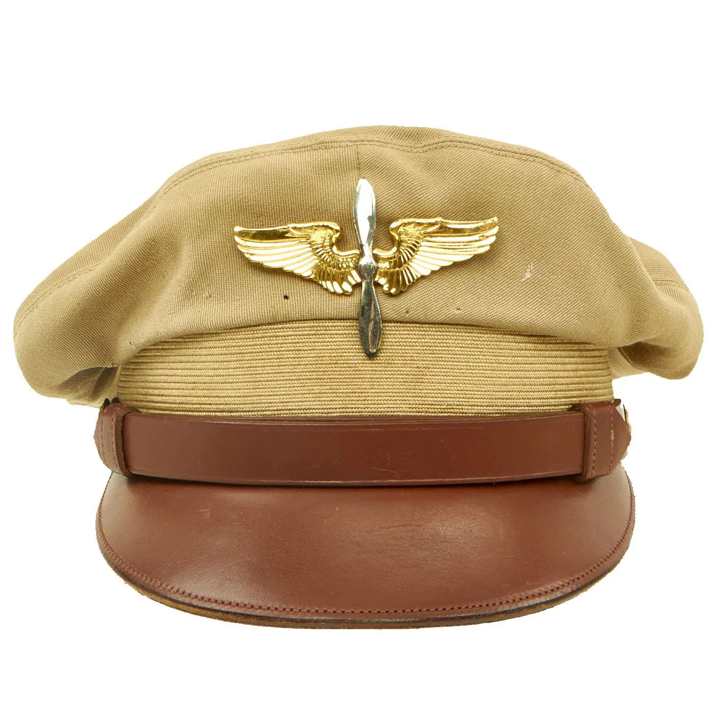 Original U.S. WWII Army Air Force Aviation Cadet Crush Cap with Commercial Headphones