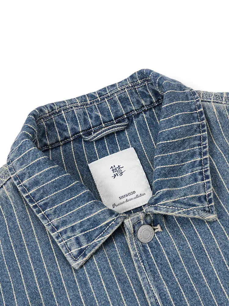 Oversize Vertical Striped Denim Jackets - High Strandard Series