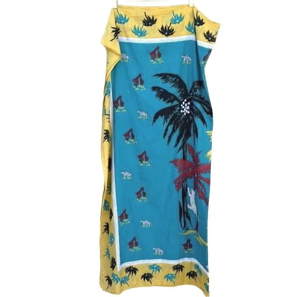 Palm Tree Giraffe Zebra Colorful Tropical Yellow Aqua Pink Square Scarf 52.5" x 53