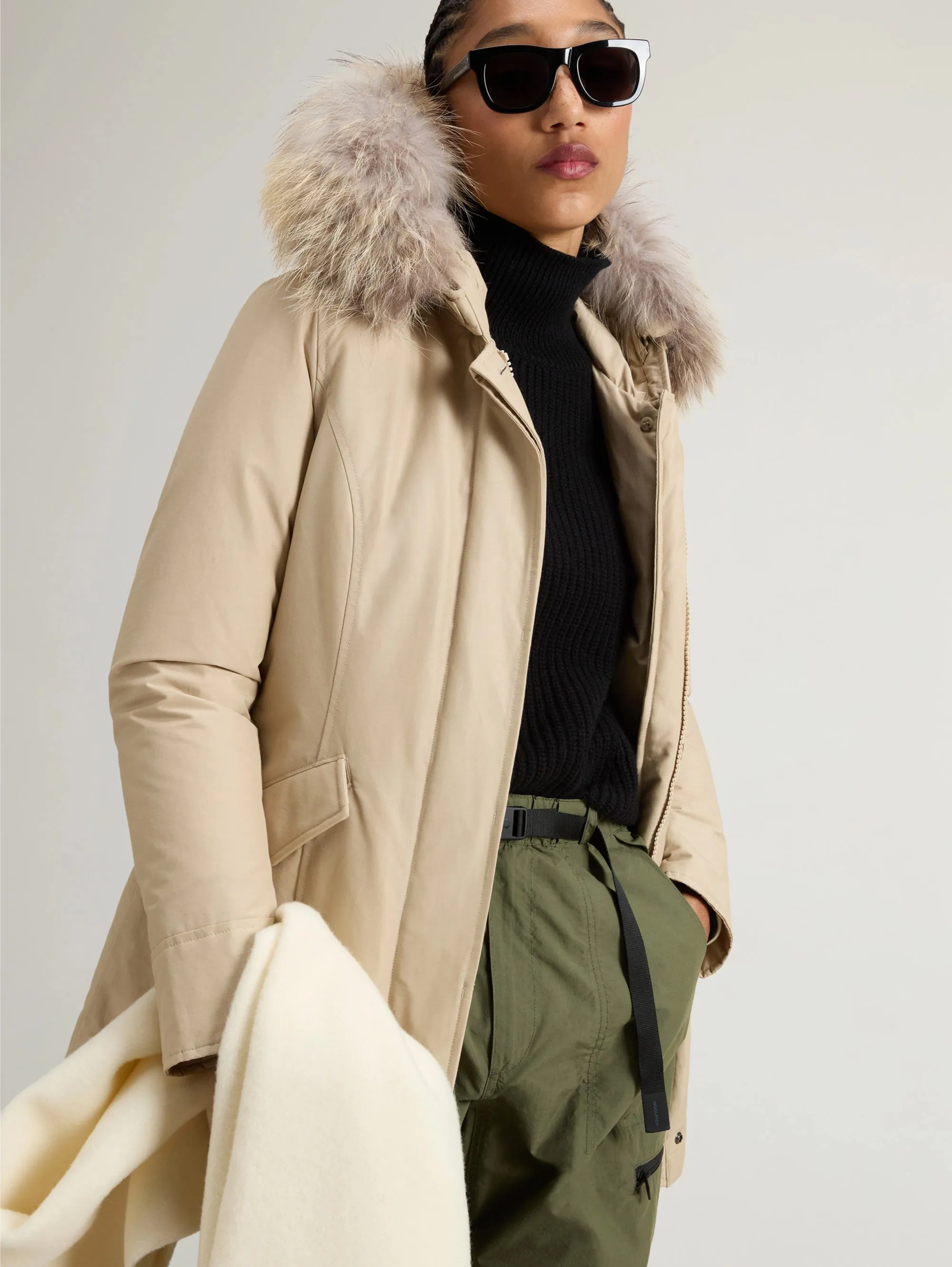 Parka Arctic con Cappuccio in Raccoon Beige